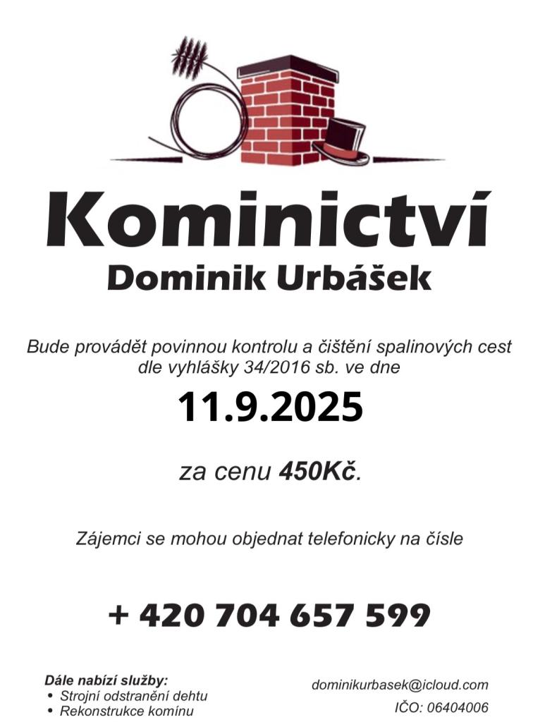 Kominictví Urbášek 2025